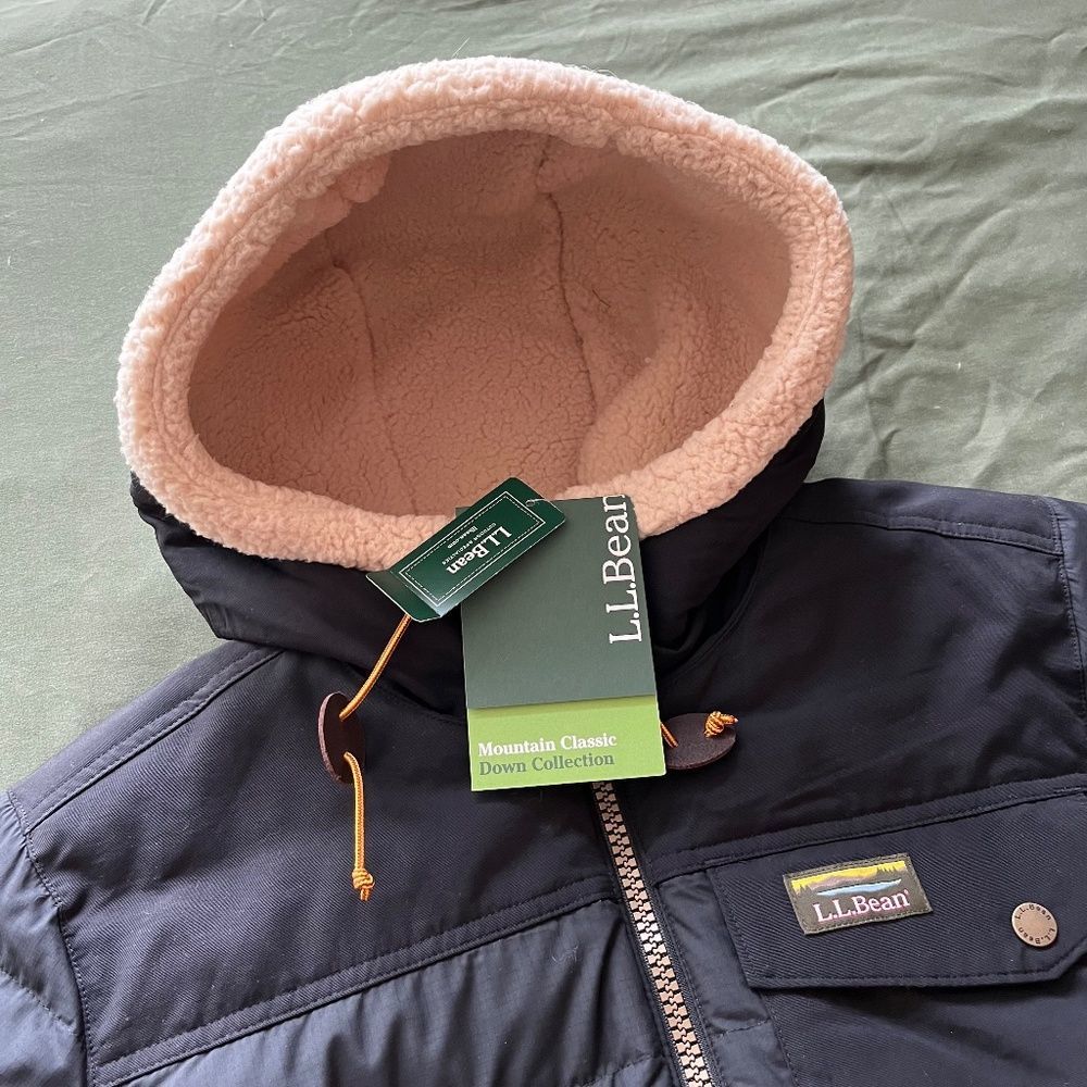 L.L. Bean Sherpa-Lined Classic Down Hooded Jacket Parka Hoodie North Face LL - Picture 3 of 8